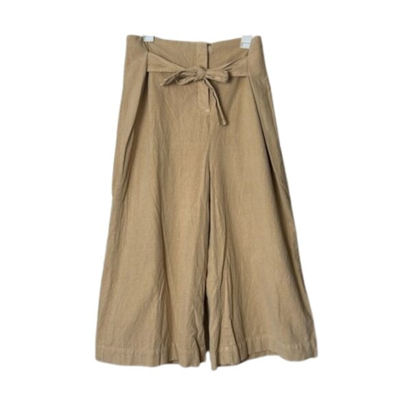 Free People Pants - Free people golden yellow paperbag tie waist wide leg crop pants L high rise